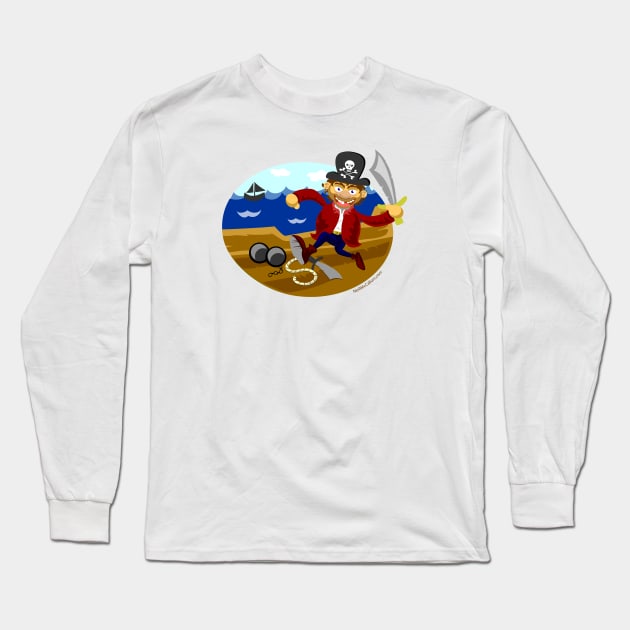 Pirate Arr Long Sleeve T-Shirt by dinoneill